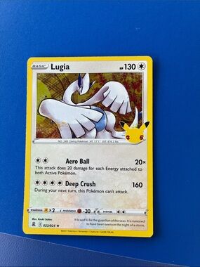 Pokemon Lugia Trading Card Yellow Border with Blue and White Art